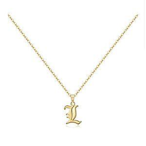 Gold Old English Initial Necklace - Letter L​